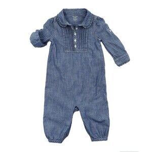 Ralph Lauren Chambray Coverall Baby Size 24 Months Denim Outfit GUC Button Snap